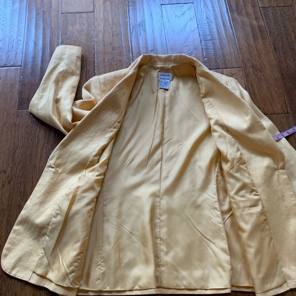 Talbots Yellow Linen‎ Padded Shoulder Blazer - Picture 13 of 14